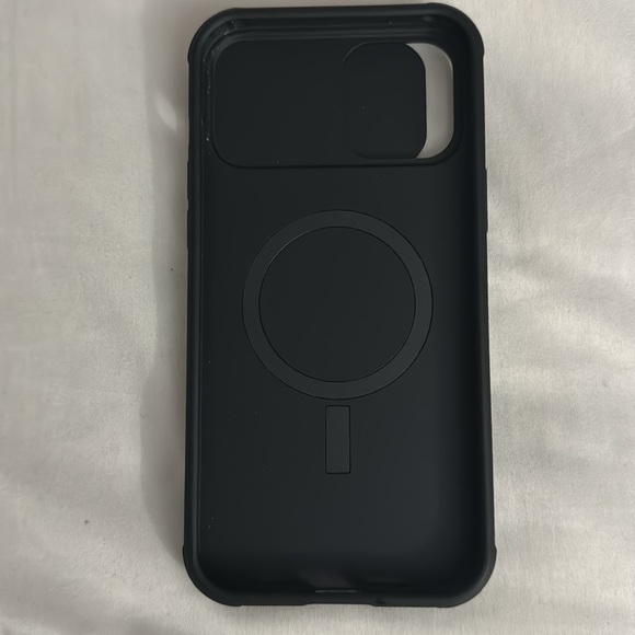 Black rubber like case with sliding camera protector for iPhone 12 Promax - Picture 2 of 5